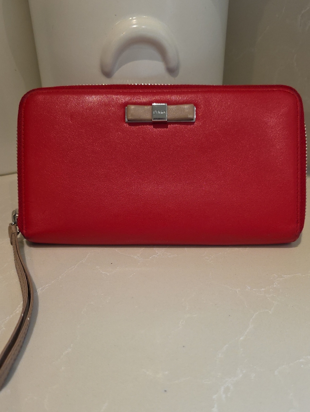 FURLA Red Zip-Around Wristlet Wallet